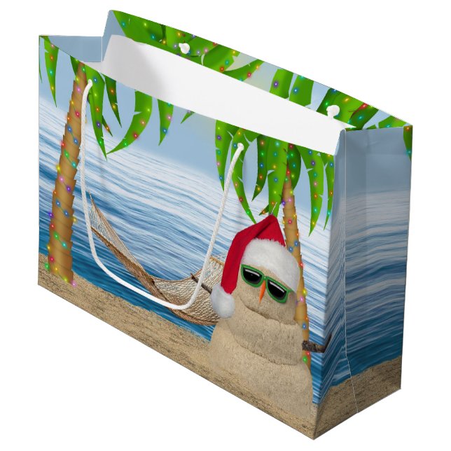 Grand Sac Cadeau Sandman Tropical De Noël Avec Hammock (Devant Angle)