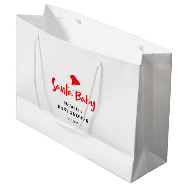 Grand Sac Cadeau Santa Baby Christmas Winter Baby Shower  (Devant Angle)