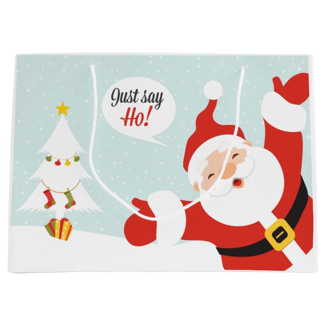 Grand Sac Cadeau Santa Claus - juste dire go (Devant)