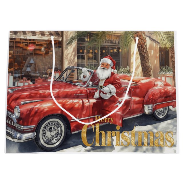 Grand Sac Cadeau Santa Claus Merry Christmas from California (Devant)