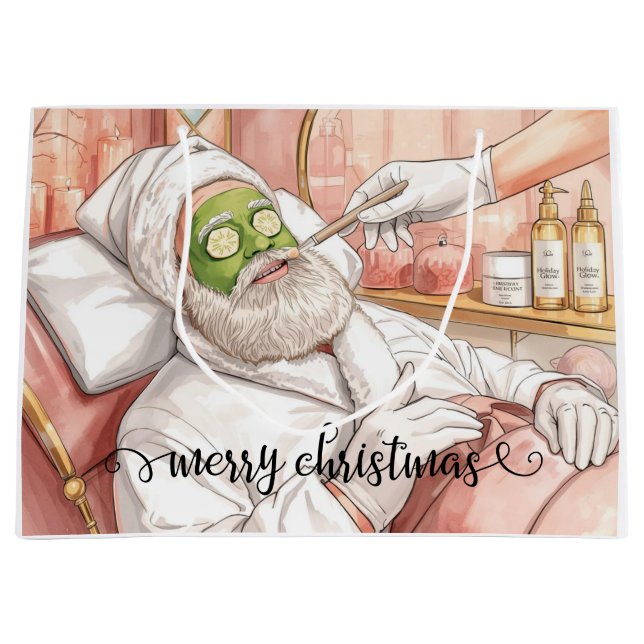 Grand Sac Cadeau Santa Claus Merry Christmas from Spa in California (Devant)