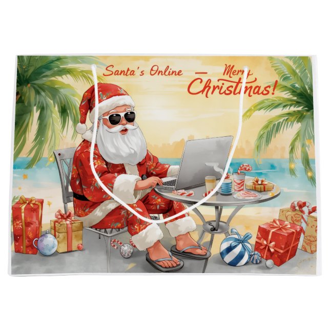 Grand Sac Cadeau Santa’s Online Computer Lovers Merry Christmas! (Devant)