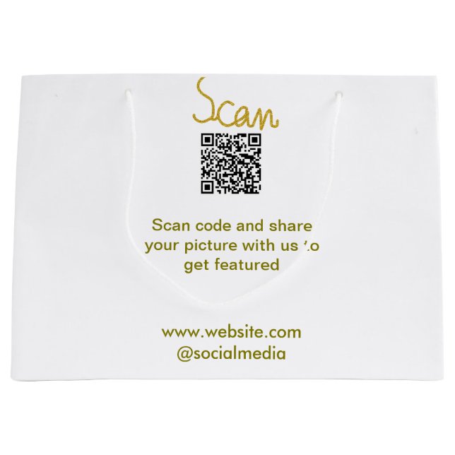 Grand Sac Cadeau Scanner le code QR Golden glitter simple élégant c (Devant)