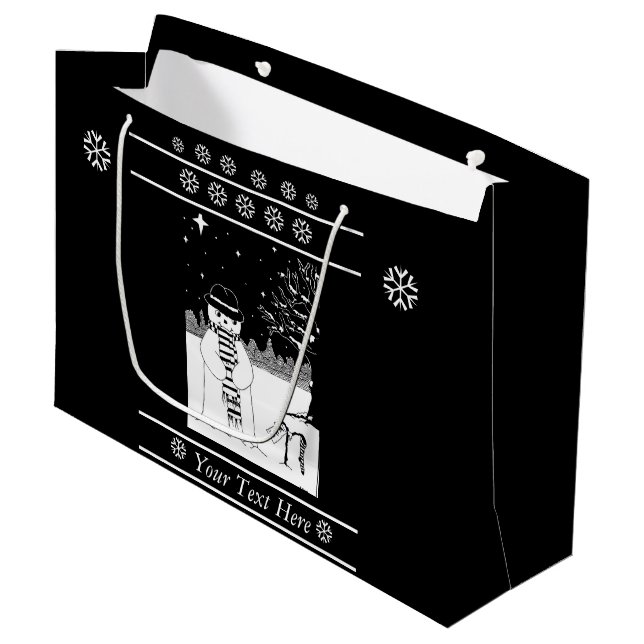 Grand Sac Cadeau scène de neige pour noël (Devant Angle)