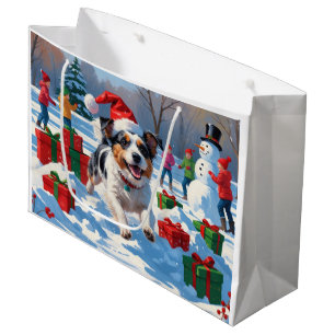 Grand Sac Cadeau Scène de Noël du Terrier australien