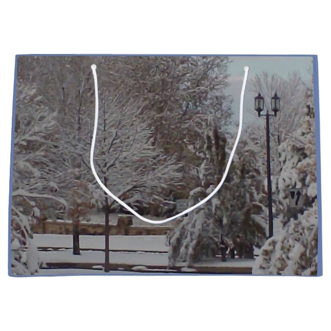 Grand Sac Cadeau Scène d'hiver (Devant)