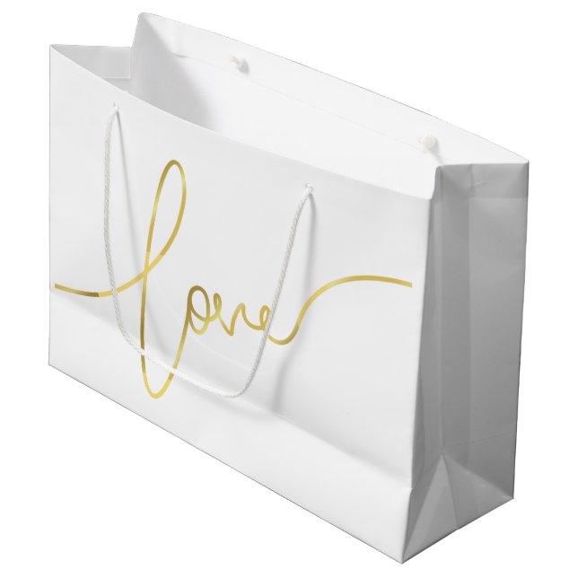 GRAND SAC CADEAU SCRIPT D'AMOUR DE LA FOILE D'OR FAUX DE VALENTINE (Devant Angle)