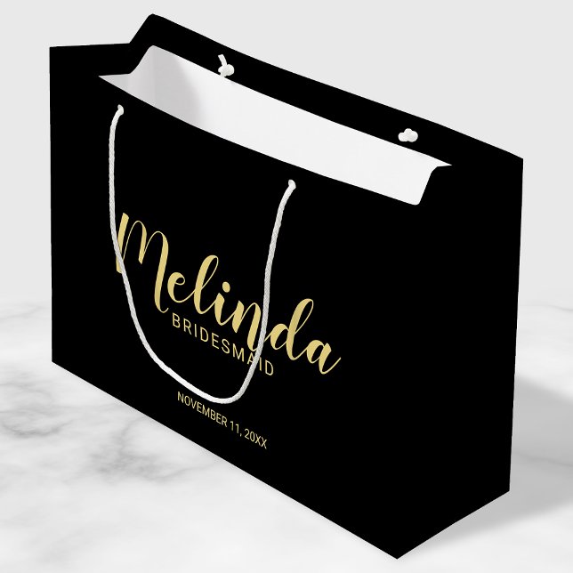 Grand Sac Cadeau Script moderne Black&Gold Accueil Bridesmaitres (Créateur téléchargé)