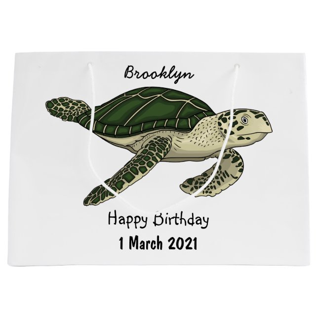 Grand Sac Cadeau Sea turtle cartoon (Devant)