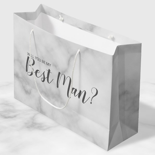 Grand Sac Cadeau Serez-Vous Mon Meilleur Homme ? Élégant script en  (Créateur téléchargé)