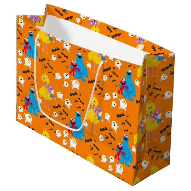 Grand Sac Cadeau Sesame Street Halloween chauves-souris et fantômes (Devant Angle)