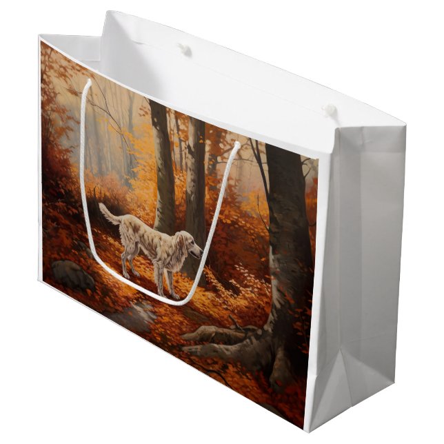 Grand Sac Cadeau Setter anglais en automne Leaves Fall Inspire (Devant Angle)