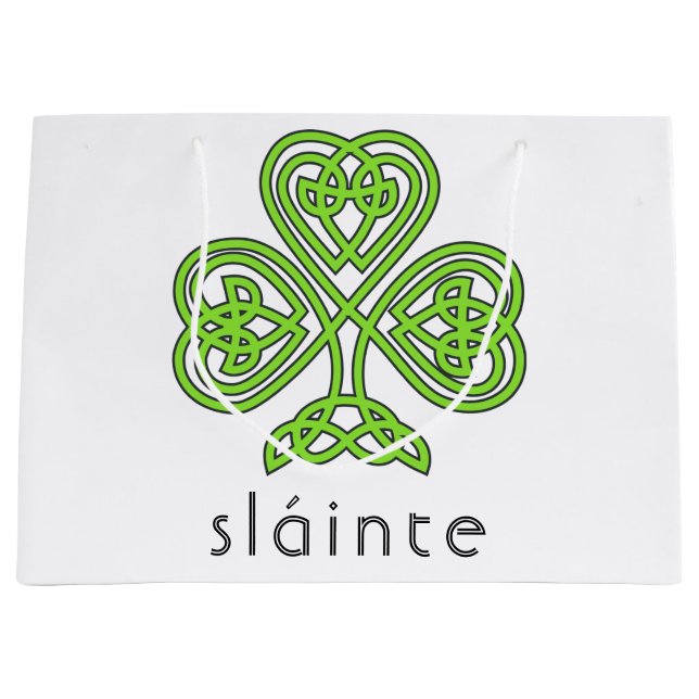 Grand Sac Cadeau Shamrock celte Sainte Vert Saint Patrick (Devant)