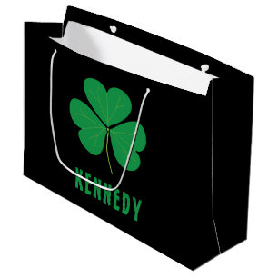 Grand Sac Cadeau Shamrock Green Clover Irlande Celtic Irish Nom