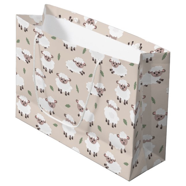 Grand Sac Cadeau Sheep & Lamb Cute Hand Drawn Farm Animals (Devant Angle)