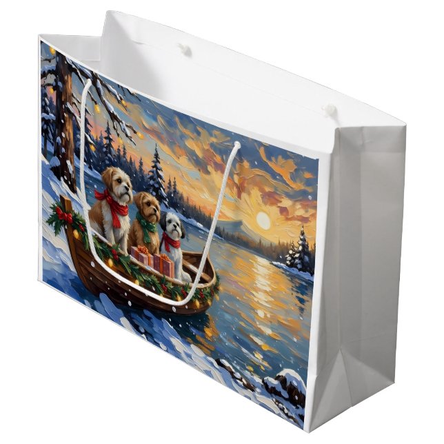 Grand Sac Cadeau Shih Tzu Christmas Boat Holiday (Devant Angle)