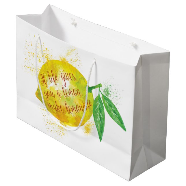 Grand Sac Cadeau Si La Vie Vous Donne Un Citron, Faites De La Lemon (Devant Angle)