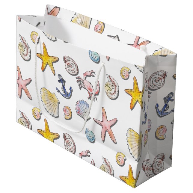 Grand Sac Cadeau Simple Conception de plage mignonne  (Devant Angle)