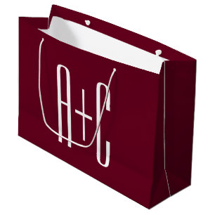 Grand Sac Cadeau Simple Couples   White & Burgundy