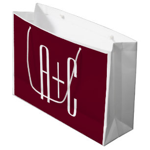 Grand Sac Cadeau Simple Couples   White & Burgundy