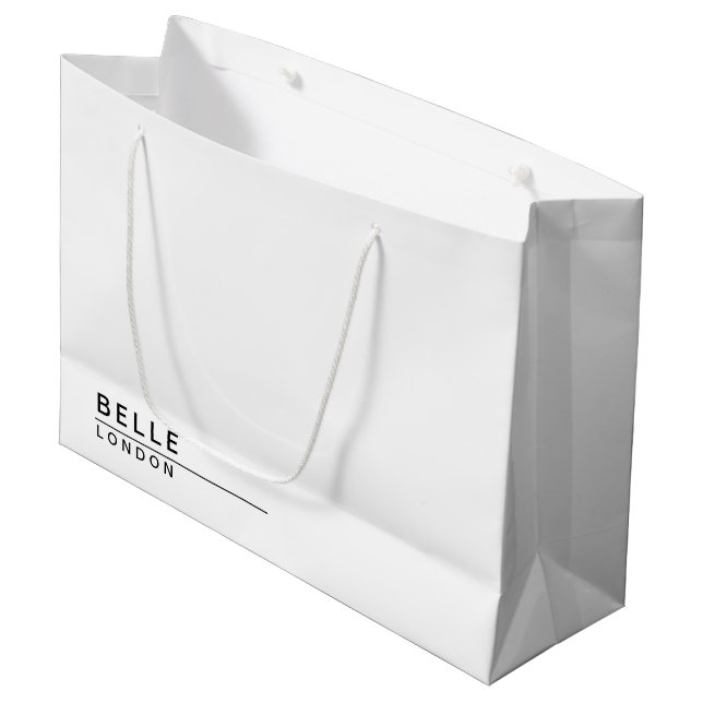Grand Sac Cadeau Simple Entreprise Moderne Blanche (Devant Angle)