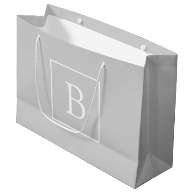 Grand Sac Cadeau Simple Light Grey monogram (Devant Angle)