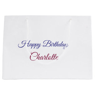 Grand Sac Cadeau SIMPLE MINIMAL.CUTIE AJOUTEZ NOM BÉBÉ joyeux anniv