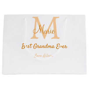 Grand Sac Cadeau simple minimum meilleur grand-mère jamais orange m
