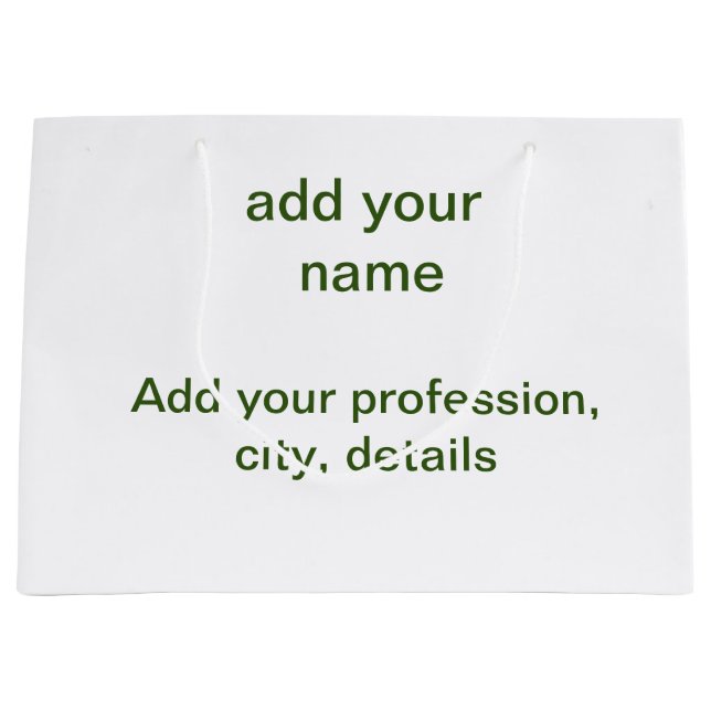 Grand Sac Cadeau Simple vert minimal ajouter votre nom de texte pho (Devant)