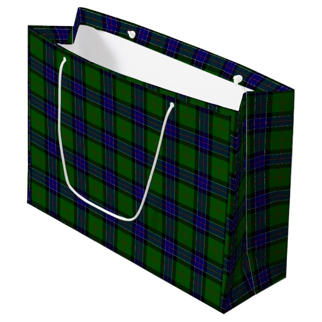 Grand Sac Cadeau Sinclair tartan bleu vert plaid (Devant Angle)