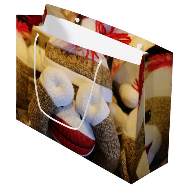 Grand Sac Cadeau Singe semi-transparent de chaussette (Devant Angle)