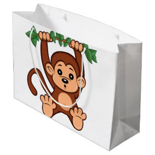 Grand Sac Cadeau Singe traînant juste
