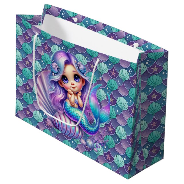 Grand Sac Cadeau Sirène Coquillage  (Devant Angle)