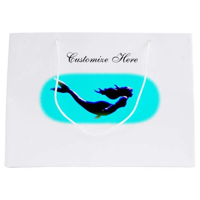 Grand Sac Cadeau sirène customisée (Devant)