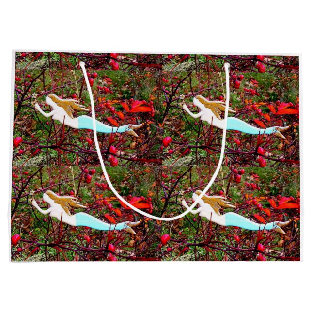 Grand Sac Cadeau sirènes à cheveux dorés (Dos)