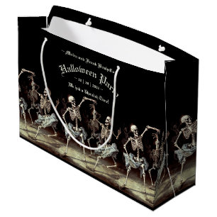 Grand Sac Cadeau Skeletons de danse de la mort noire Halloween