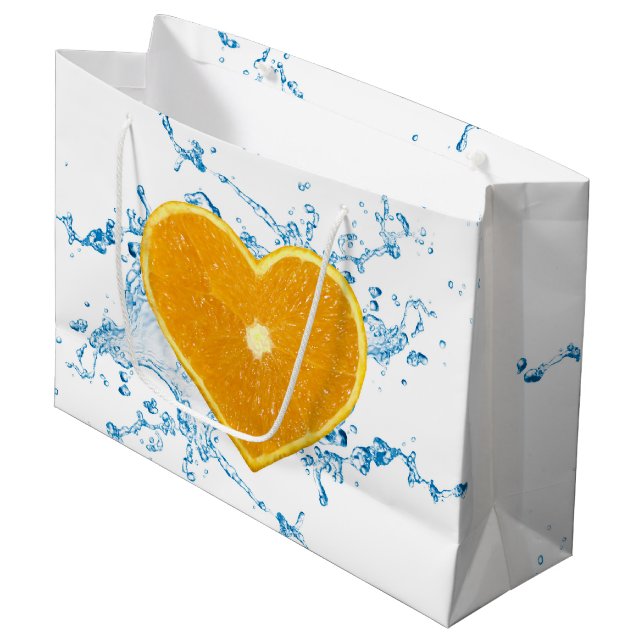 Grand Sac Cadeau Slice of Heart-Shaped Orange (Devant Angle)