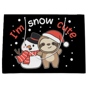 Grand Sac Cadeau Sloth Je suis Snow mignonne Snowman Pun de neige g