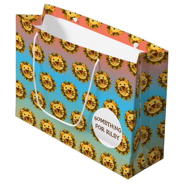 Grand Sac Cadeau Smiling Lion Face (Devant Angle)