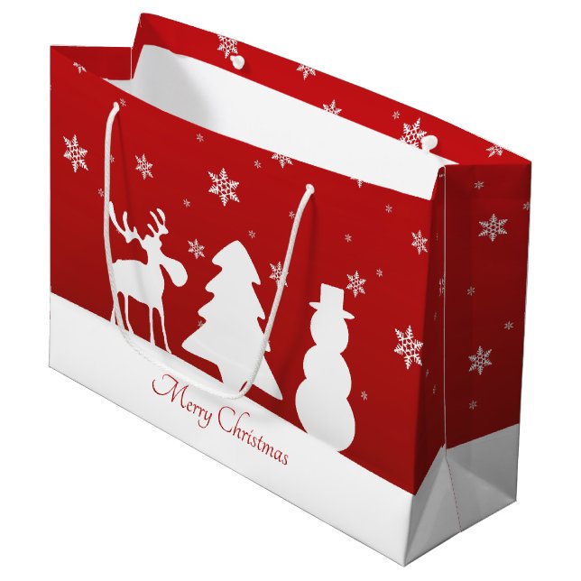 Grand Sac Cadeau Snowman de rennes d'arbre de Noël (Devant Angle)