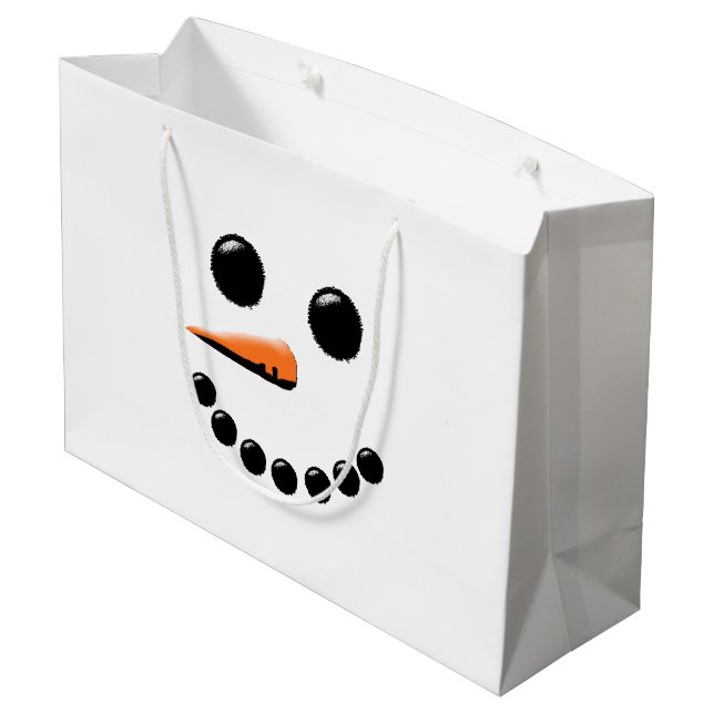 Grand Sac Cadeau Snowman Face Winter Holiday Snowmen Xmas (Dos Angle)