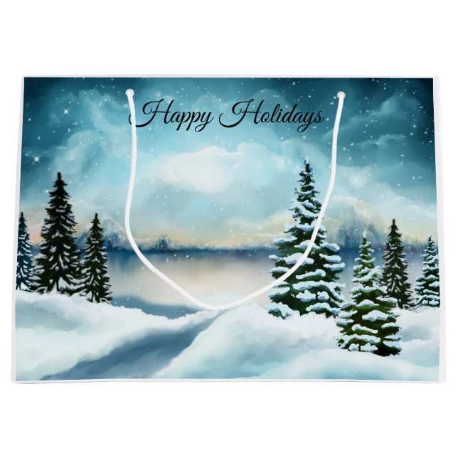 Grand Sac Cadeau Snowy pine (Devant)