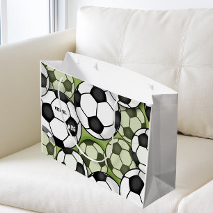 Grand Sac Cadeau Soccer Balls Boy's Kids Sport Anniversaire Nom Num