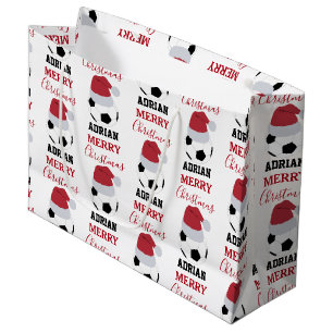 Grand Sac Cadeau Soccer de Noël Ball Sports Football Nom personnali