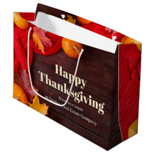 Grand Sac Cadeau Société personnalisée Joyeux Thanksgiving citrouil