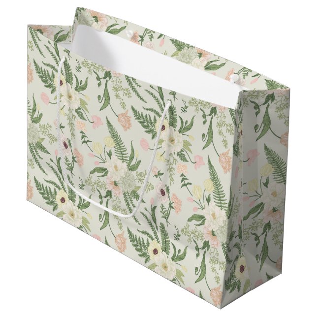Grand Sac Cadeau Soft Mint Green Garden Motif (Devant Angle)