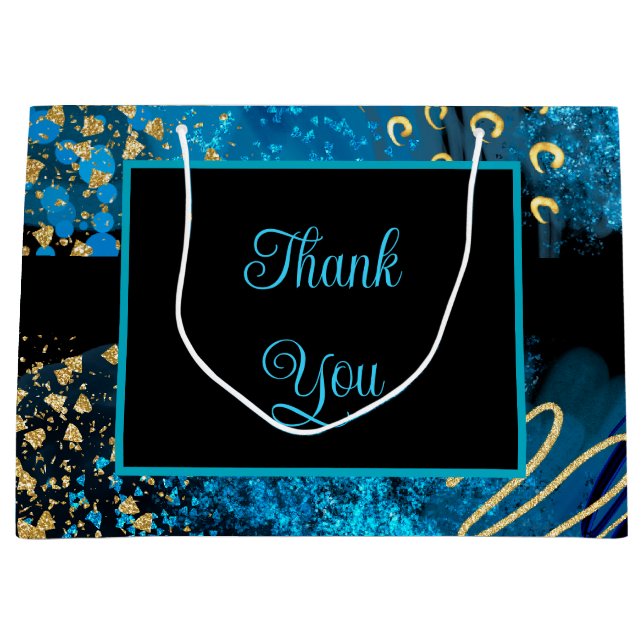 Grand Sac Cadeau Soirée d'anniversaire d'alcool bleu (Devant)