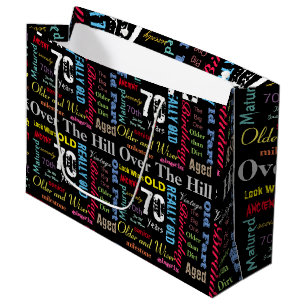 Grand Sac Cadeau soixante-dixième Joyeux anniversaire dans un styl