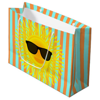 Grand Sac Cadeau Soleil avec lunettes de soleil foncé sur les bande