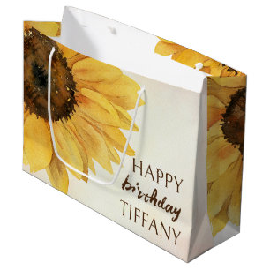 Grand Sac Cadeau Soleil d'anniversaire de tournesol
